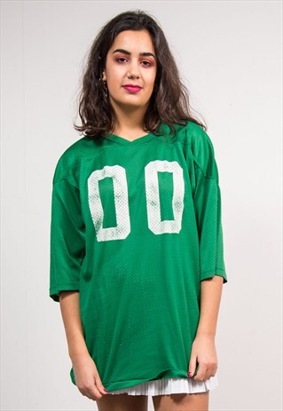 VINTAGE 90'S GREEN AMERICAN FOOTBALL JERSEY STYLE TOP