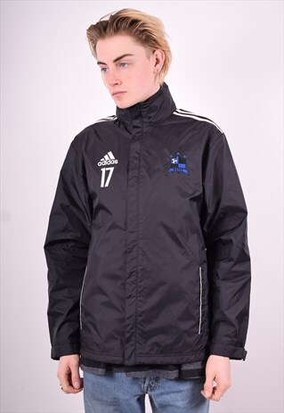 ADIDAS MENS VINTAGE TRACKSUIT TOP JACKET SMALL BLACK 90'S