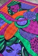 80'S VINTAGE LARGE MULTI COLOURED SCARF FACE PRINT RETRO