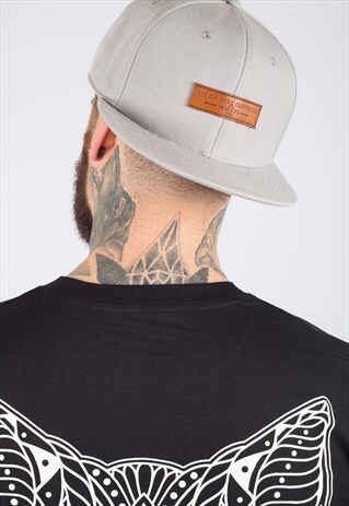 LEATHER PATCH GREY 6 PANEL SNAPBACK