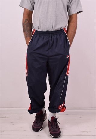 ADIDAS MENS VINTAGE TRACKSUIT TROUSERS W34 L31 NAVY BLUE 90S