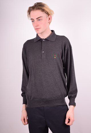 VALENTINO MENS VINTAGE JUMPER SWEATER MEDIUM GREY 90S