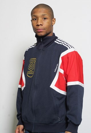 VINTAGE ADIDAS LOGO TRACK JACKET BLUE