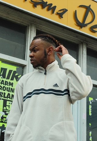 CREAM ADIDAS 1/4 ZIPPED FLEECE