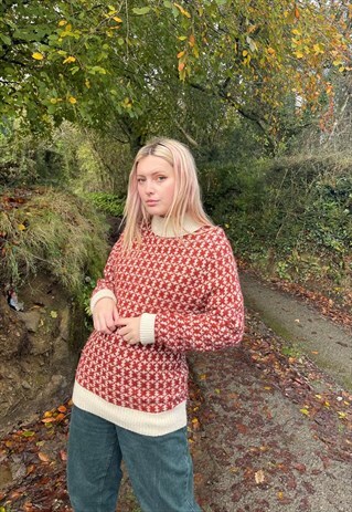 VINTAGE SCANDI CHRISTMAS PATTERNED GRANDAD JUMPER