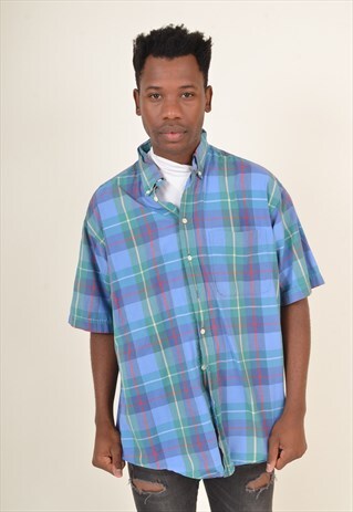 VINTAGE 90'S GANT CHECK SHIRT BLUE