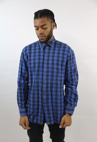 VINTAGE 90'S BLUE FLANNEL CHECK SHIRT