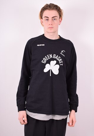 MENS VINTAGE SWEATSHIRT JUMPER LARGE BLACK 90S