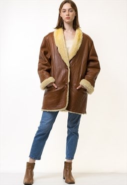 80s Vintage Suede Sheepskin Leather Shearling Jacket 5460