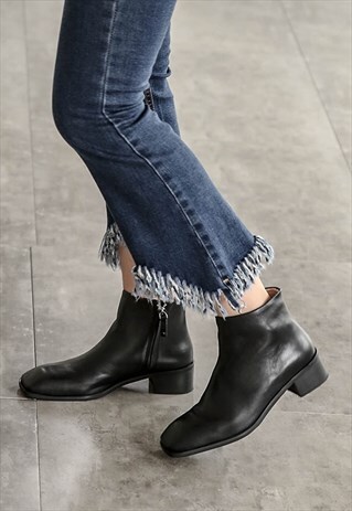 GENUINE LEATHER SQUARE TOE BOOTS