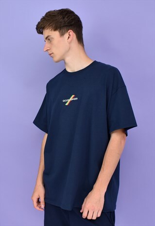 G&G UNISEX NAVY PASTEL MULTI LINES S/S TEE