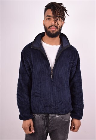 WOOLRICH MENS VINTAGE FLEECE JUMPER MEDIUM BLUE 90S