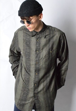 VINTAGE 90S KHAKI GRUNGE LONG SLEEVE SHIRT