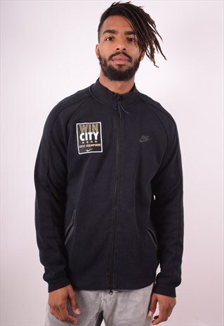 NIKE MENS VINTAGE TRACKSUIT TOP JACKET LARGE BLACK 90S