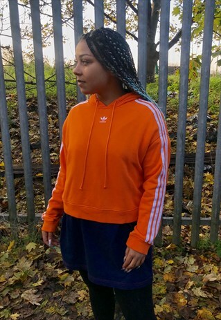 VINTAGE ADIDAS CROPPED ORANGE SWEATSHIRT HOODY