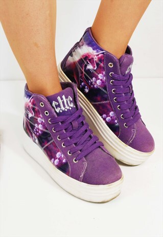 CHUNKY WEDGE PLATFORM MYSTICAL UNICORN TRAINERS PURPLE