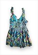 VINTAGE SUN DRESS MINI FLORAL RUFFLED FRILLY FLOATY BLUE