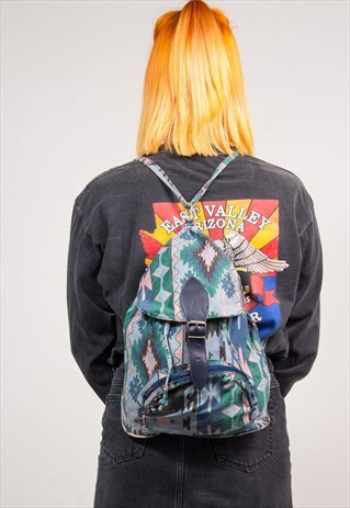VINTAGE COLOURFUL AZTEC PATTERN HIPPIE RUCKSACK BACKPACK