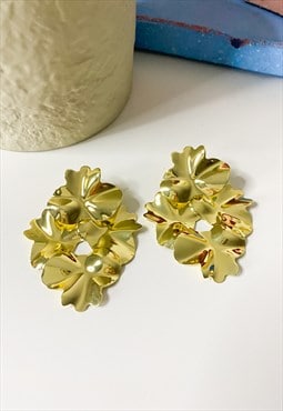 Gold Coral Shaped Drop Earrings