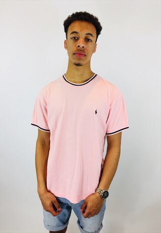 90S PINK RALPH LAUREN THICK COTTON T SHIRT