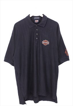 Vintage Harley Davidson Polo Shirt Black With Orange Logos