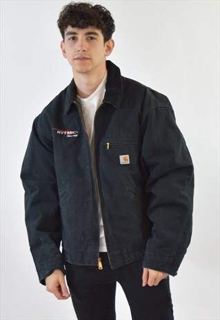 VINTAGE 90S BLACK CARHARTT COLLARED WORK JACKET
