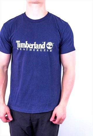 VINTAGE TIMBERLAND T-SHIRT IN BLUE SMALL