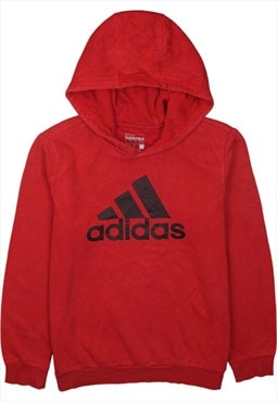 Vintage 90's Adidas Hoodie Spellout Pullover Red Large