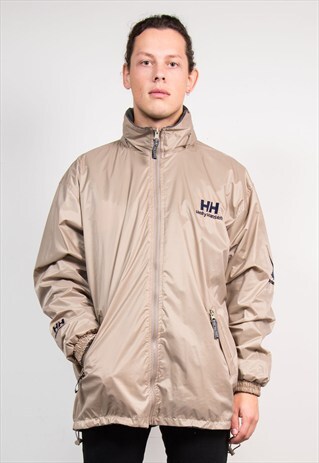 VINTAGE BEIGE HELLY HANSEN HOODED FLEECE REVERSIBLE COAT