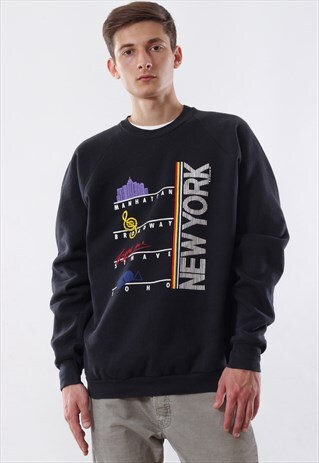 VINTAGE NEW YORK GRAPHIC CREW NECK 90S BLACK