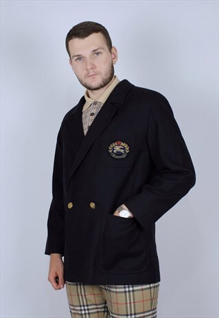 BURBERRY VINTAGE BLAZER JACKET VERY RARE NAVY BLUE