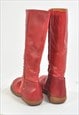 VINTAGE 90S REAL LEATHER BOOTS IN RED