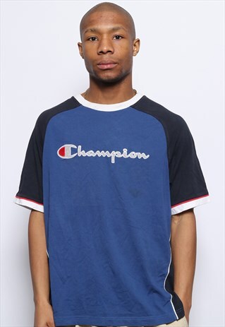 VINTAGE CHAMPION LOGO T-SHIRT BLUE
