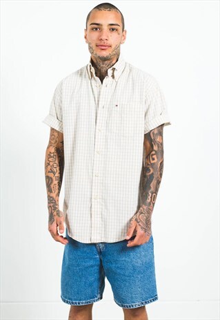 VINTAGE 80S TOMMY HILFIGER SHORT SLEEVE SHIRT / S3061