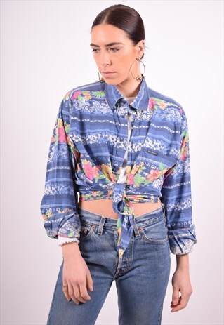 TRUSSARDI WOMENS VINTAGE SHIRT XL BLUE 90'S