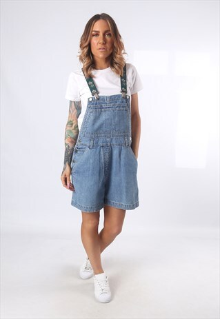 DUNGAREE SHORTS DENIM BICH REWORKED UK 12 (51V)