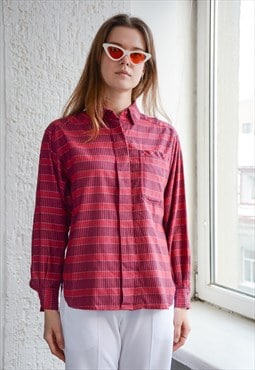 Vintage 70's Pink/Red Striped Glitter Thread Blouse