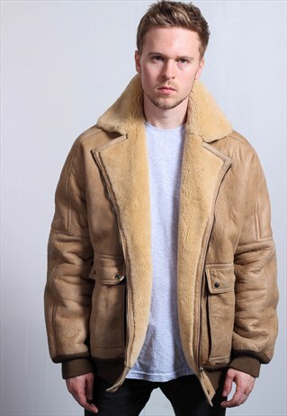 VINTAGE SUEDE SHERPA AVIATOR JACKET