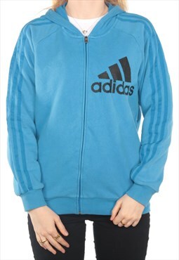 Adidas -  Blue Printed Zip Up Hoodie - Large