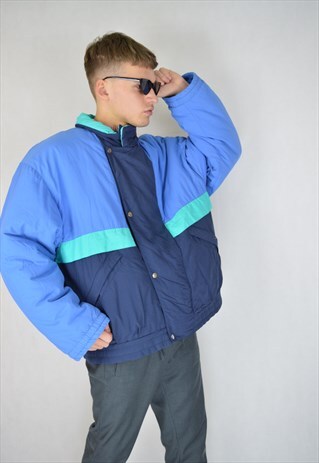 VINTAGE BLUE RAVE SKI PUFFER JACKET