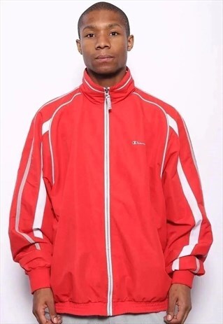 VINTAGE CHAMPION LOGO TRACK JACKET RED