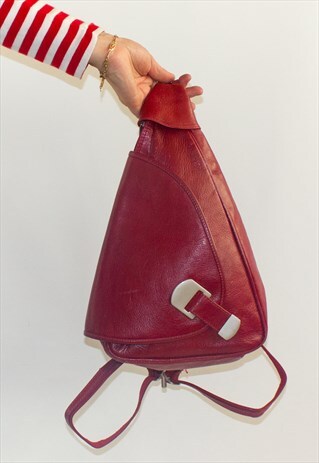 VINTAGE 90'S RED LEATHER FESTIVAL BACKPACK