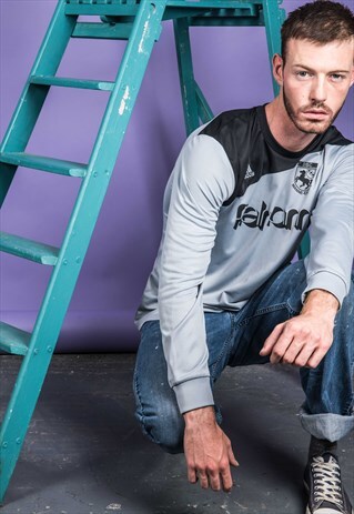 VINTAGE 1990S GREY LONG-SLEEVED ADIDAS FOOTBALL SHIRT