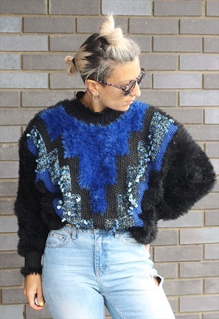 VINTAGE 1980S FLUFFY OVERSIZED SWEATER