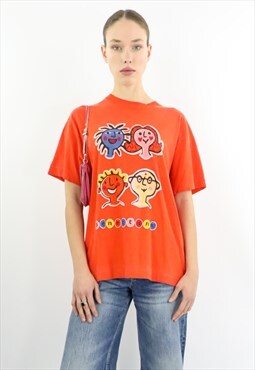 Y2K Vintage Benetton Graphic Tee In Orange