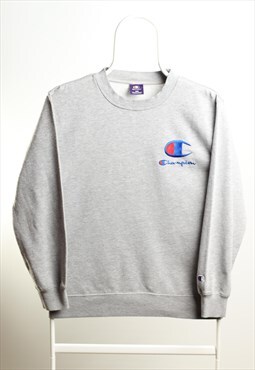 Vintage Champion Crewneck Big Logo Sweatshirt Grey