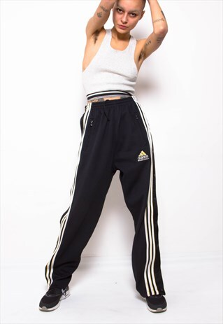 VINTAGE 90S ADIDAS SIDE POPPER TRACK PANTS ID:7202