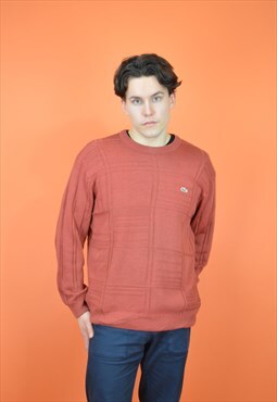 Vintage orange classic LACOSTE 80's V-neck sweatshirt