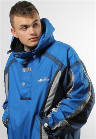 VINTAGE ELLESSE BLUE 1/4 ZIP RAIN COAT