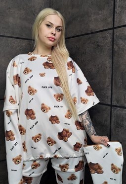 Teddy bear sweatshirt detachable handmade cartoon t-shirt